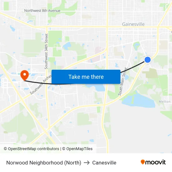 Norwood Neighborhood (North) to Canesville map