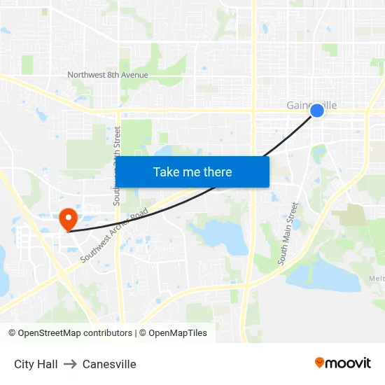 City Hall to Canesville map