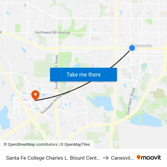 Santa Fe College Charles L. Blount Center to Canesville map