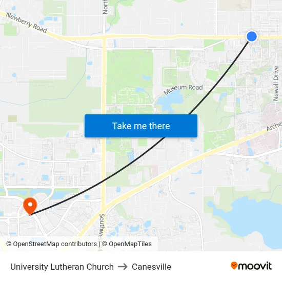University Lutheran Church to Canesville map