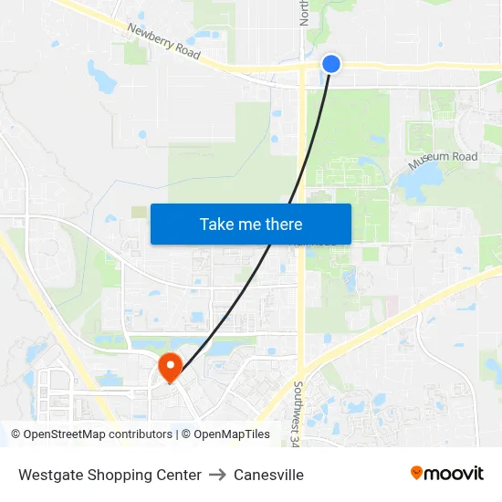 Westgate Shopping Center to Canesville map