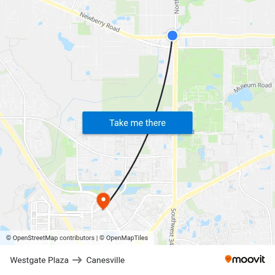 Westgate Plaza to Canesville map