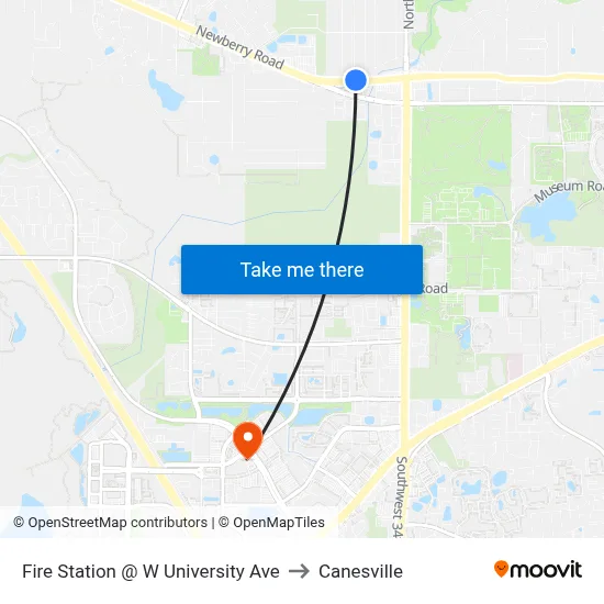 Fire Station @ W University Ave to Canesville map