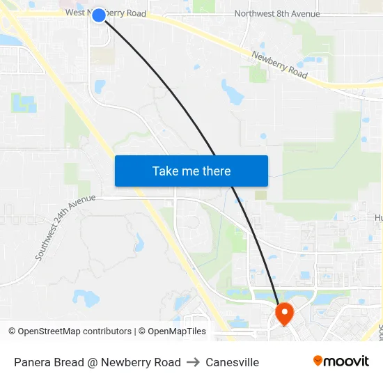 Panera Bread @ Newberry Road to Canesville map