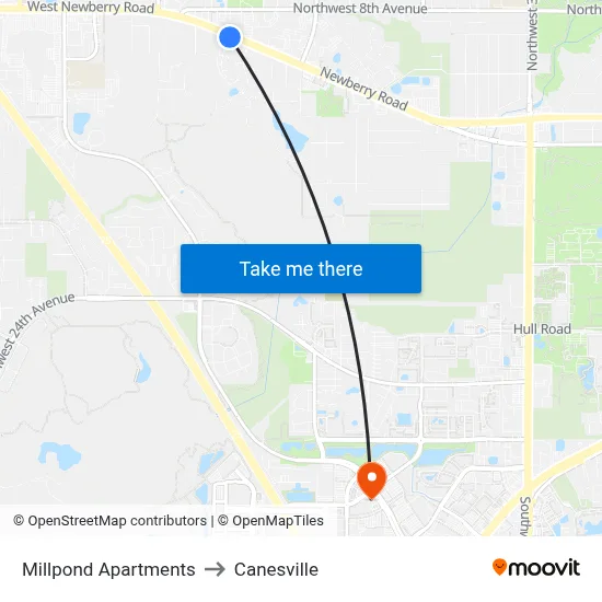 Millpond Apartments to Canesville map