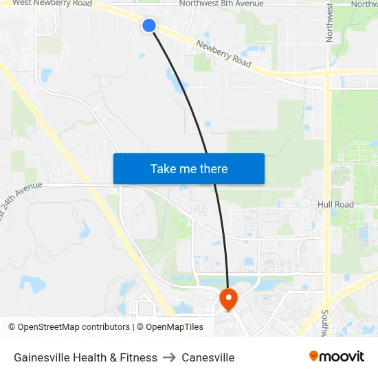 Gainesville Health & Fitness to Canesville map