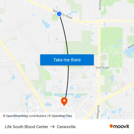 Life South Blood Center to Canesville map