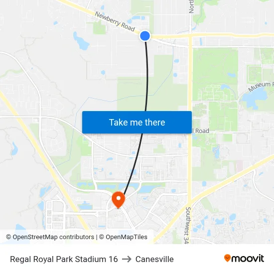 Regal Royal Park Stadium 16 to Canesville map