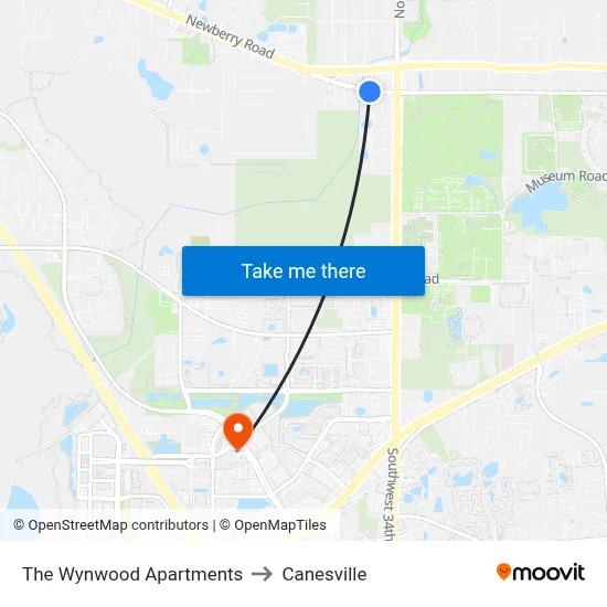 The Wynwood Apartments to Canesville map