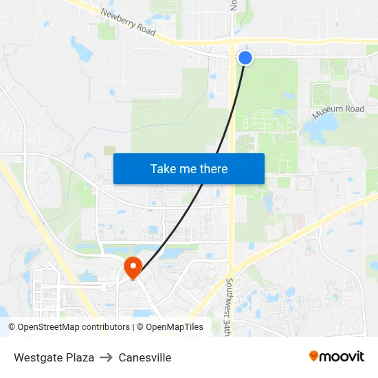 Westgate Plaza to Canesville map