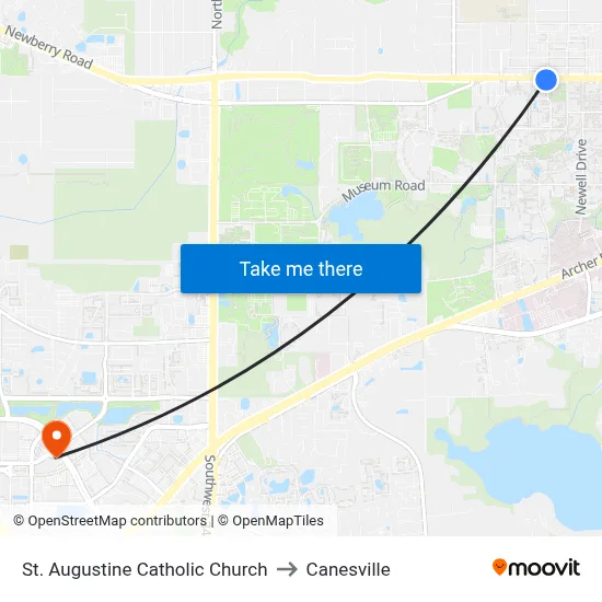St. Augustine Catholic Church to Canesville map