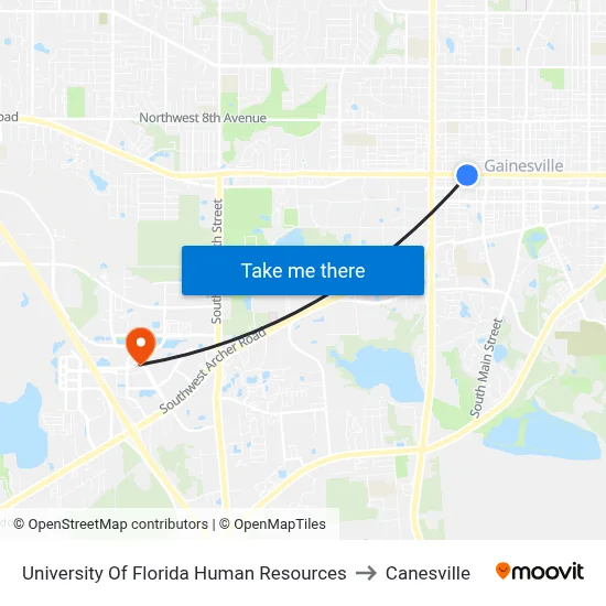 University Of Florida Human Resources to Canesville map