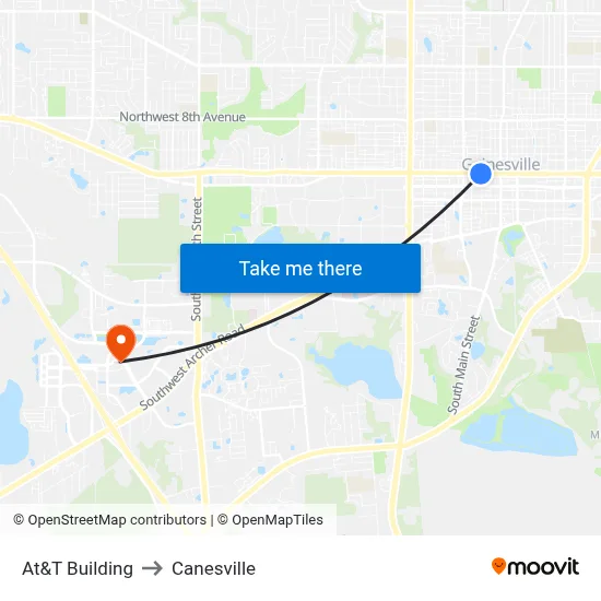 At&T Building to Canesville map
