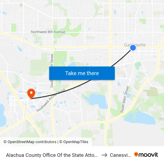 Alachua County Office Of the State Attorney to Canesville map