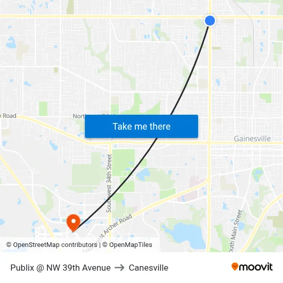 Publix @ NW 39th Avenue to Canesville map