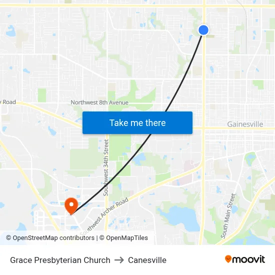 Grace Presbyterian Church to Canesville map