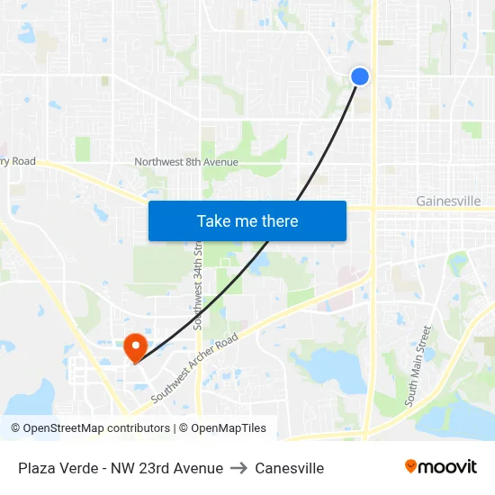 Plaza Verde - NW 23rd Avenue to Canesville map