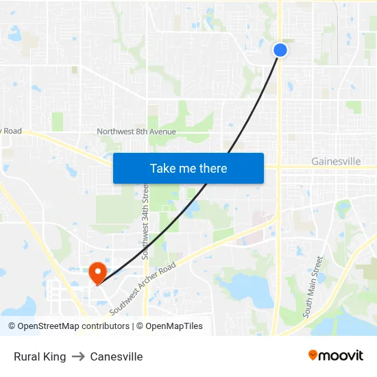 Rural King to Canesville map