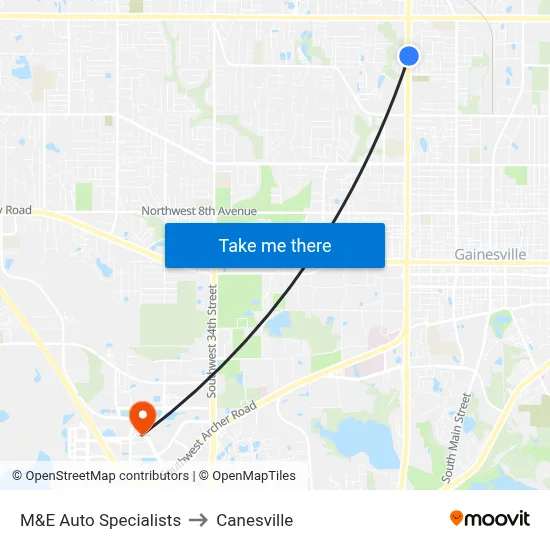 M&E Auto Specialists to Canesville map
