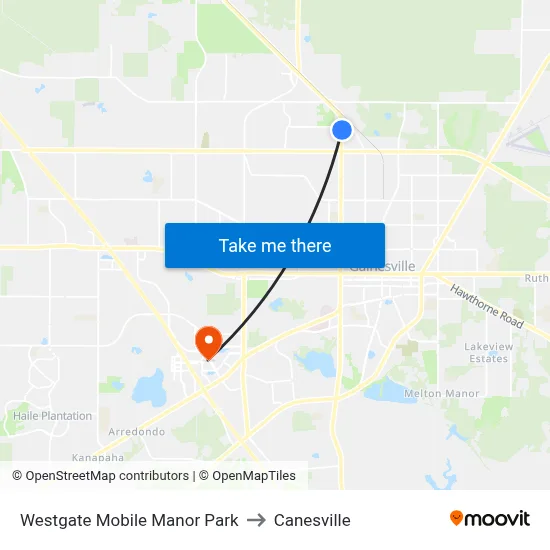 Westgate Mobile Manor Park to Canesville map