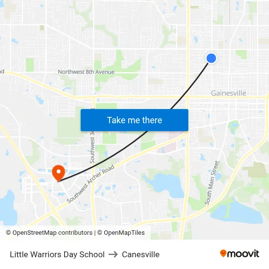 Little Warriors Day School to Canesville map