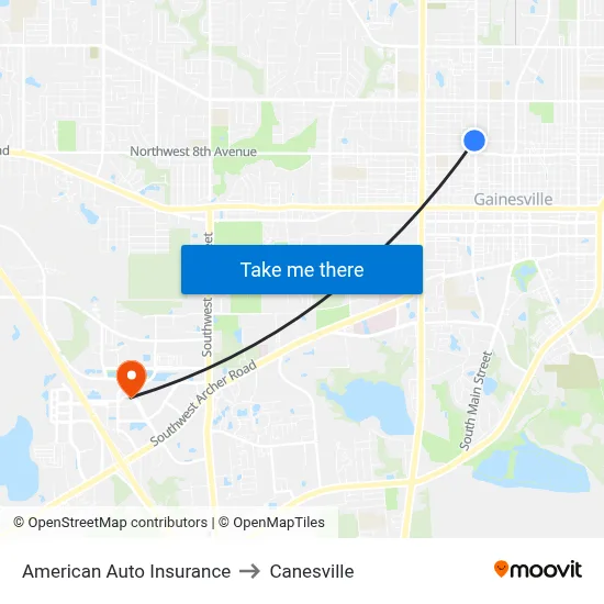 American Auto Insurance to Canesville map