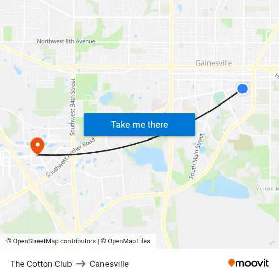 The Cotton Club to Canesville map
