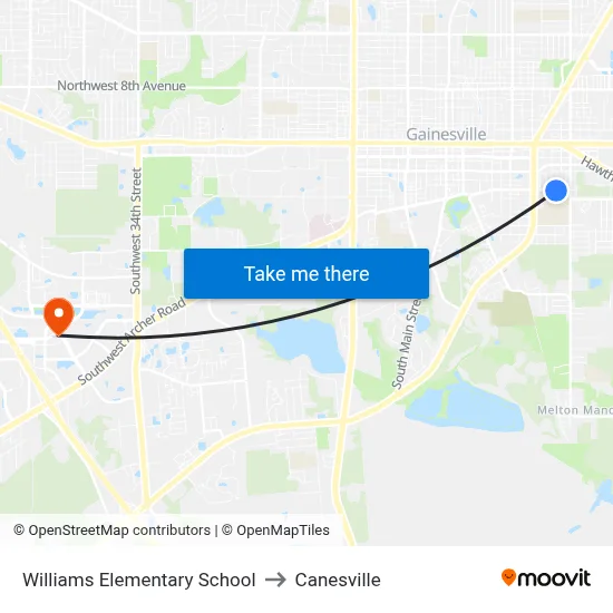 Williams Elementary School to Canesville map
