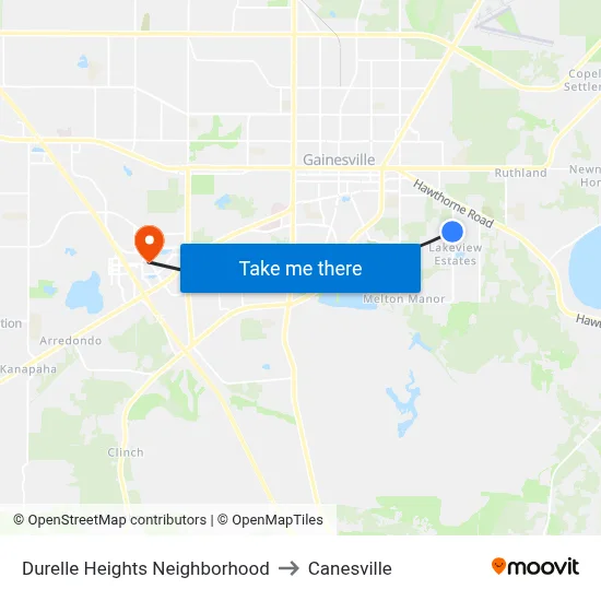 Durelle Heights Neighborhood to Canesville map