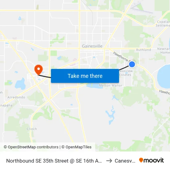 Northbound SE 35th Street @ SE 16th Avenue to Canesville map
