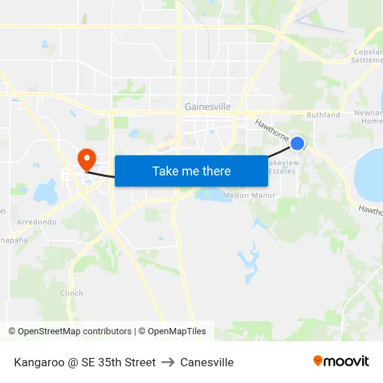 Kangaroo @ SE 35th Street to Canesville map