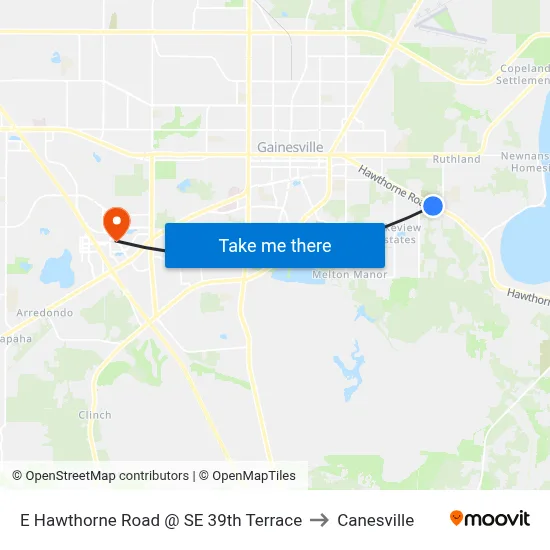 E Hawthorne Road @ SE 39th Terrace to Canesville map