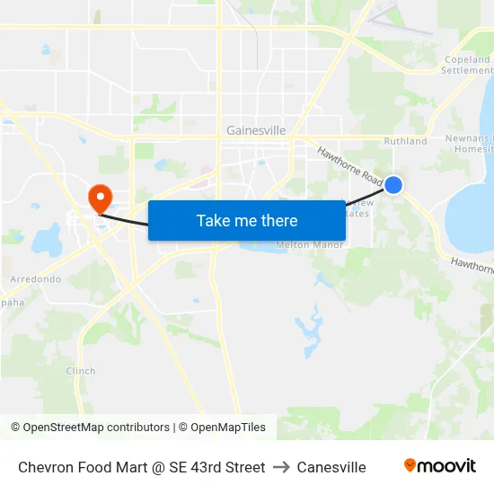 Chevron Food Mart @ SE 43rd Street to Canesville map