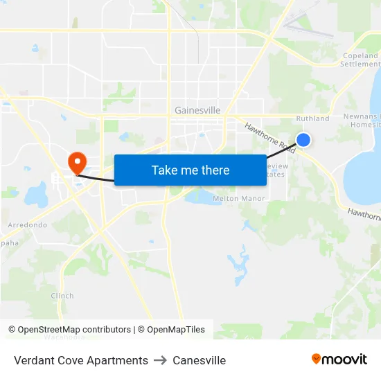 Verdant Cove Apartments to Canesville map