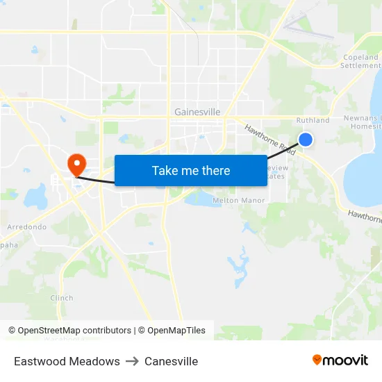 Eastwood Meadows to Canesville map