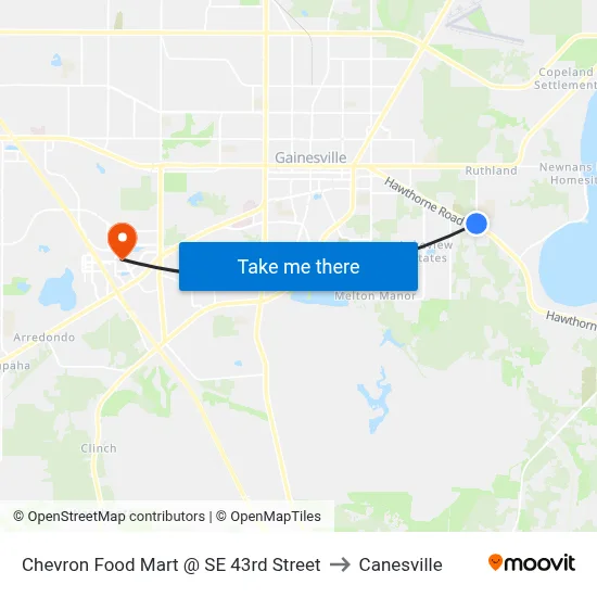 Chevron Food Mart @ SE 43rd Street to Canesville map