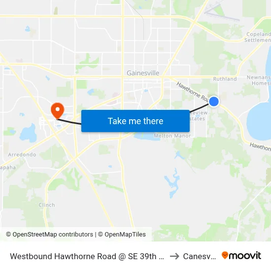Westbound Hawthorne Road @ SE 39th Street to Canesville map