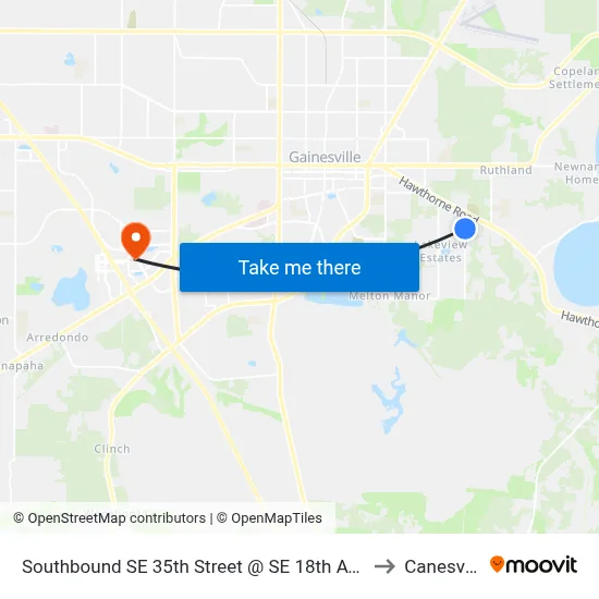 Southbound SE 35th Street @ SE 18th Avenue to Canesville map