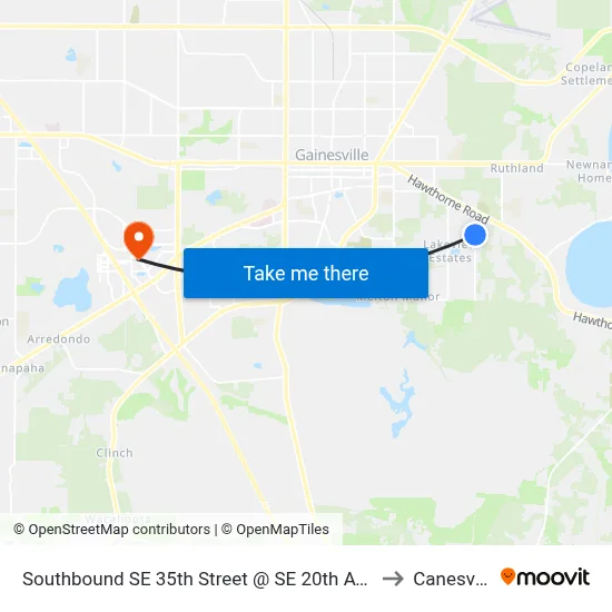 Southbound SE 35th Street @ SE 20th Avenue to Canesville map