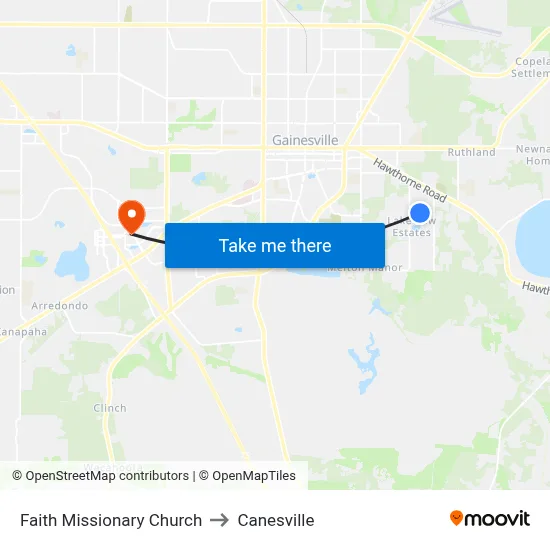 Faith Missionary Church to Canesville map