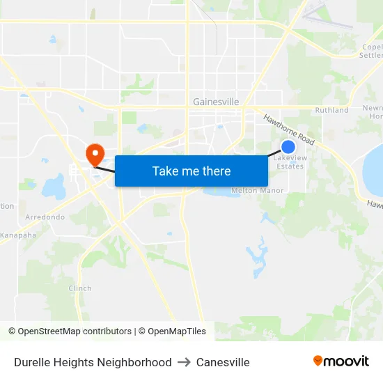 Durelle Heights Neighborhood to Canesville map