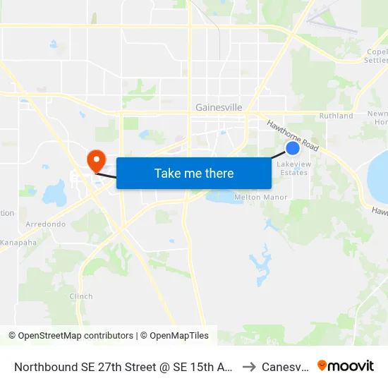 Northbound SE 27th Street @ SE 15th Avenue to Canesville map