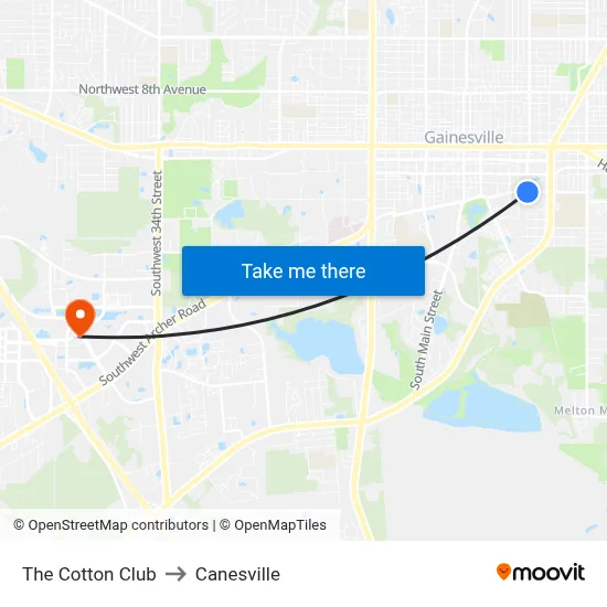The Cotton Club to Canesville map