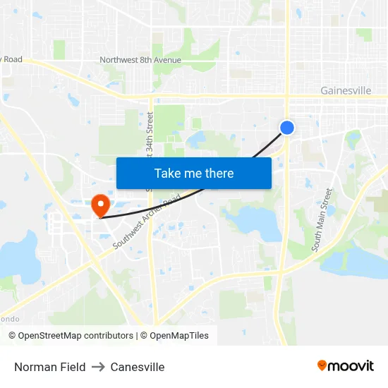 Norman Field to Canesville map