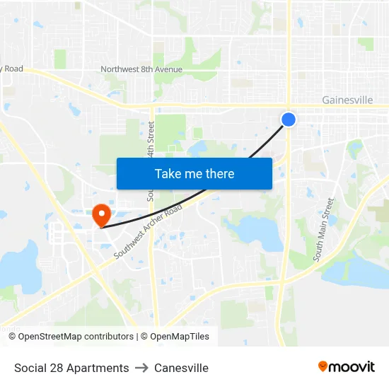 Social 28 Apartments to Canesville map