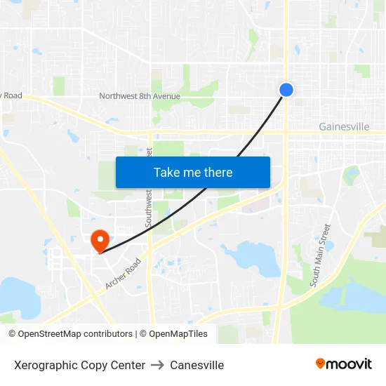 Xerographic Copy Center to Canesville map