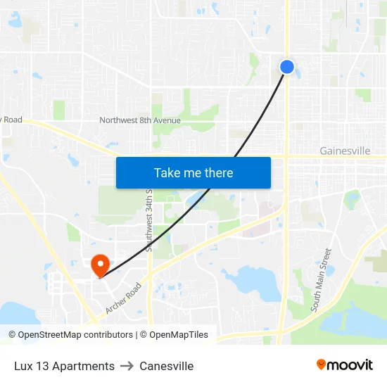 Lux 13 Apartments to Canesville map