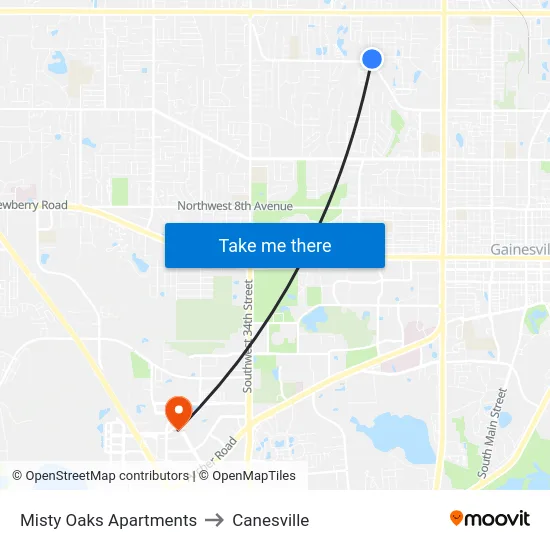 Misty Oaks Apartments to Canesville map