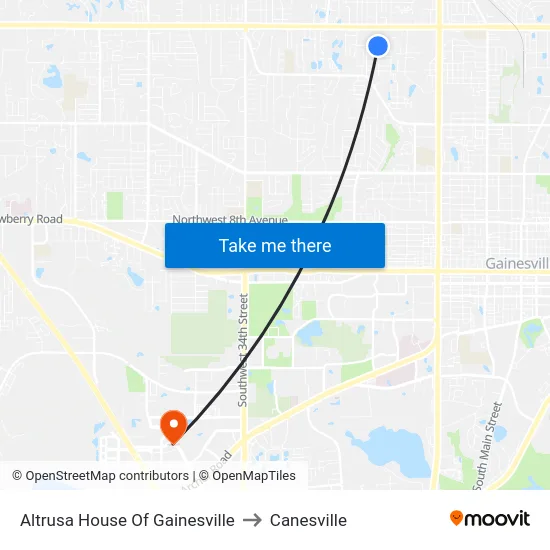 Altrusa House Of Gainesville to Canesville map