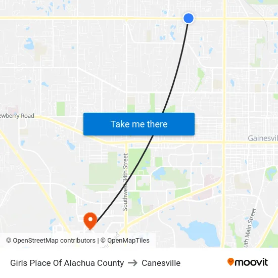 Girls Place Of Alachua County to Canesville map